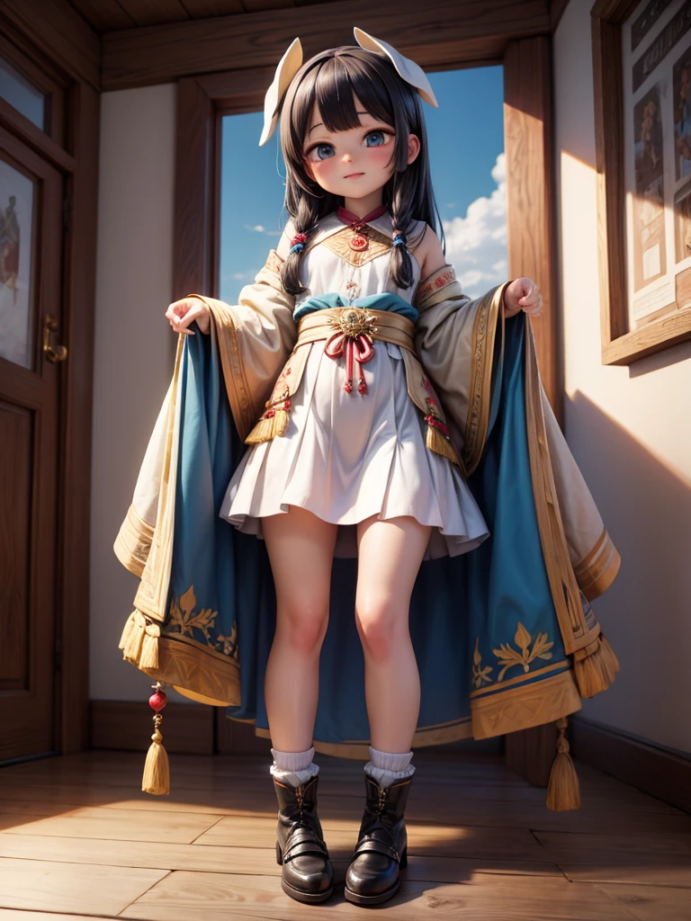playing with toys in the living room, Studio Ghibliのビジュアルスタイルにインスパイアされたシンプルなアート, BaroqueOil PaintingAnimeKey VisualsFull Body PortraitCharacter Concept ArtArt ReferenceArt SketchesArt DrawingsArt Drawings, Brutal grim dark fantasy, Kuudere Noble Dictator, Trending pixiv fanbox, Rule of Thirds Golden Ratio, Greg Rutkowski、WLOP、Xin Haicheng、Takashi Takeuchi、Studio Ghibli、by Jamie Wyeth