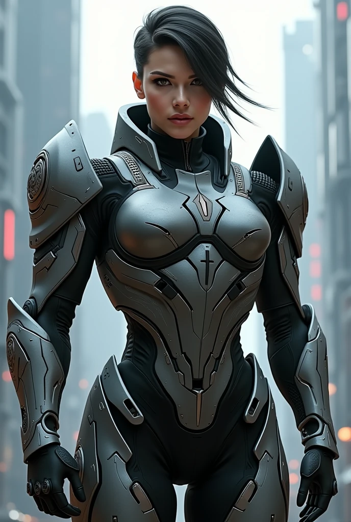 (Cinematic Still, Establishing Shot, Moody Atmosphere, Layered Depth, Parallax Effect, Soft focus foreground, intricately detailed background:1.2), (Mercenary Leader Negotiating Peace on a Frontier Planet, Space Western:1.1), In a tense, standoffish scene, a female mercenary leader works to broker peace between rival factions on a frontier planet. She stands in a neutral zone, her posture commanding yet open to dialogue. Her attire is a mix of armor and traditional Western garb, indicating her readiness for both battle and diplomacy.