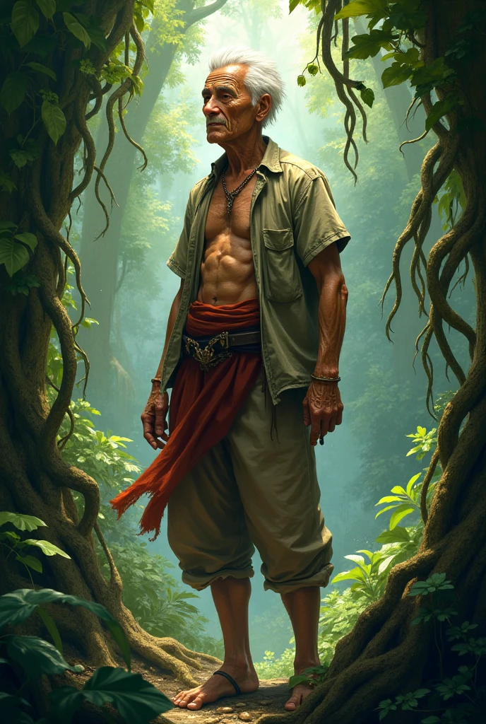 Shandong beauty athletes，Very tall body，In the primeval forest，Quagmire，He was covered in mud，Dressed in a crude fig leaf，Close-up shot