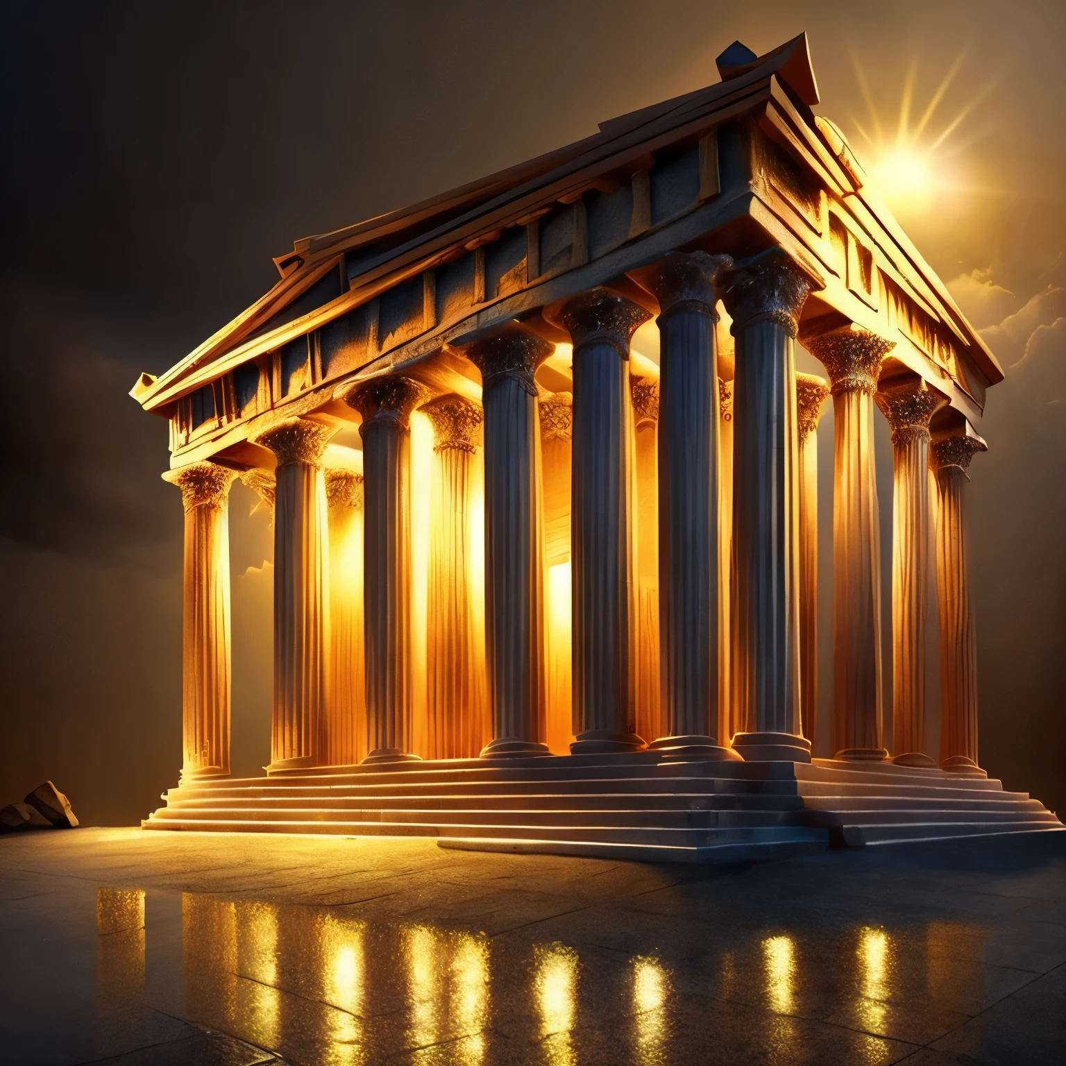 (masterpiece:1.2), (best quality,:1.2), 8k, High Resolution, Ultra High Definition, ((photorealistic)), Professional Lights, cinematic lighting, fashion photography, Ambient Lighting, Atmospheric Effects, OverallDetail, Greek Temple on the Hill, Epic Photos