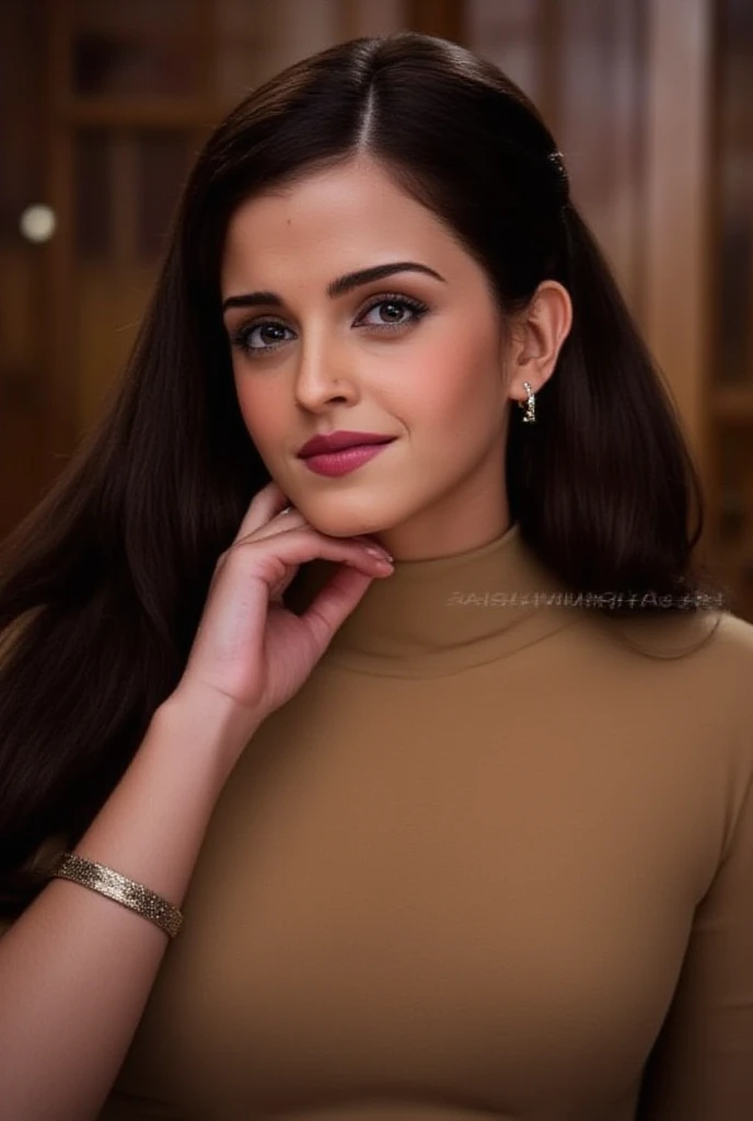 Wavy brown hair, (RAW photo, realism: 1.8), (very dark lip gloss, jet black lipstick, many eyelashes, dark black eye shadow, shy, blushing, high quality, high resolution, depth of field, chromatic aberration, caustic, wide light, natural colors, 30 year old woman), necklaces, chokers, earrings, bracelets, wear many accessories, wearing traditional Pakistani clothes, white color dress, and white hijab, woman very big , soft skin, white skin, slim nose, beautiful eyes, The Casual Hip Stance poses, 8k results, high resolution, realistic,