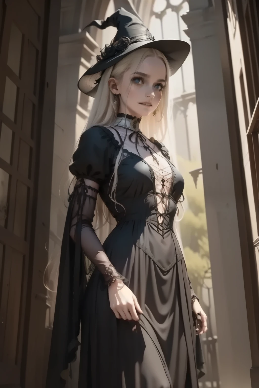young sorceress, best quality,4k,8k,highres,masterpiece:1.2,ultra-detailed,realistic,photorealistic:1.37,(dark,dreary),victorian horror,fantasy,haunting,gothic,vintage,nightmarish atmosphere,exquisite details,ominous shadows,mysterious figures,elaborate costumes,ornate architecture,ethereal spirits,creepy ambiance,misty moonlight,haunted mansion,flickering candles,cobwebs,dripping blood,stained glass windows,ghostly apparitions,eerie echoes,macabre creatures,unsettling silence,mirror reflections,mystical symbols,secret passageways,supernatural elements,forbidding forest,strange surreal landscapes,enchanted forest,whispering winds,witches,spells,witchcraft,cursed artifacts,ancient tomes,spectral vision,horror lurking in every corner,victorian nightmare