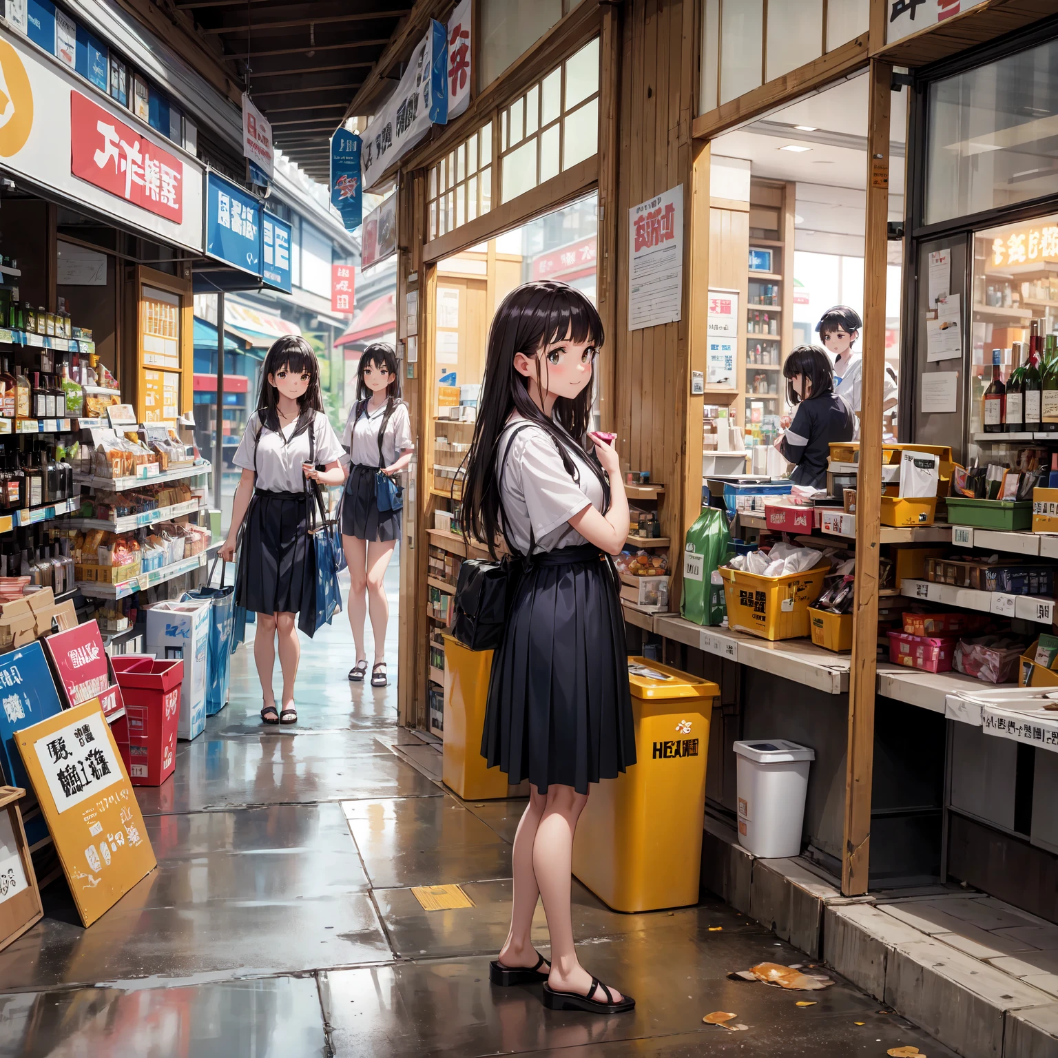 (masterpiece、Highest quality)、(Photorealistic photography)、1 picture、(Japan's dimly lit underground mall)、Japan favelas、13 years old、、Showa Retro、Detailed and cute face、Poor conditions、(Underground hot spring facilities)、shaved ice、Sale of drinks、Unsanitary and dim、(stage)、(Big bath)、Shady Red Light District、diet、(Many female junior high school students)、(Prostitute)、へにょへにょしたsmile、Happy schoolchildren、Perfect Anatomy、smile