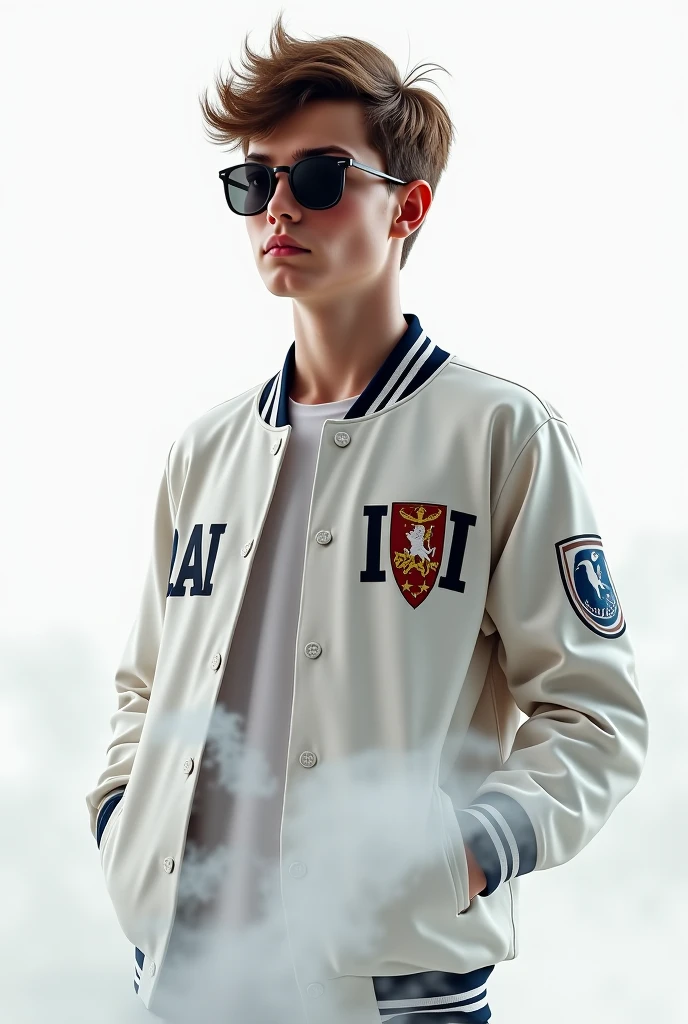 RAW Photo, DSLR , epiCRealism, (male), 1boy, a photograph of jeremy_penn standing (letterman jacket and shorts), <lora:Jeremy_Penn-09:0.8>, deep photo, depth of field, Superia 400, bokeh, realistic lighting, professional colorgraded