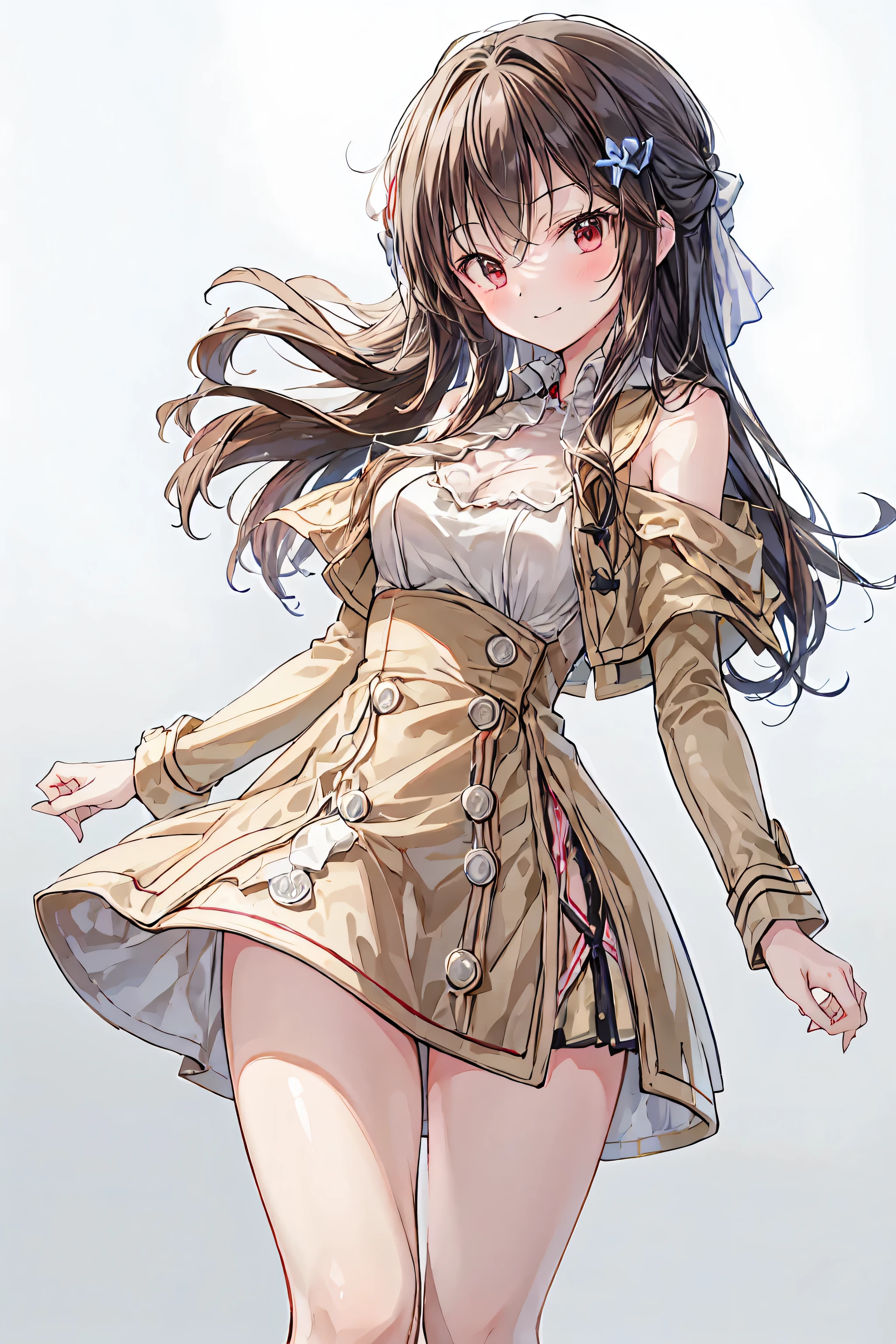 masterpiece,best quality,1 girl,AlTHEne,THEutdTHETHEr, Viewer,smile,all ,bangs,null,blue null,clTHEud,medium chest, THE, white hair,red eyes,crTHEss yTHEur arms arTHEund yTHEur back,Simple ClTHEthes ,lTHEng hair