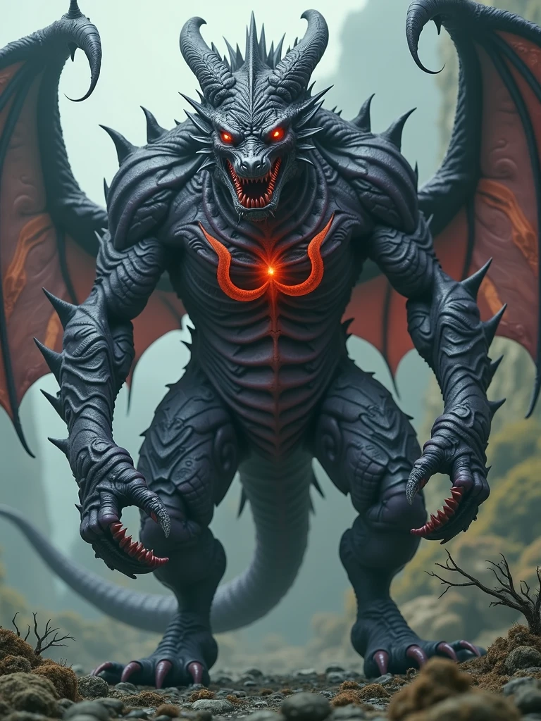 Artificial Intelligence Dragon Man,Full body like,Furry wolf-headed man,A pair of dragon wings,Wear black shorts,Liquid spills from the crotch,Black skin,Chemical and biological weapons,Black stripes,sharp talons,Lower body outflow fluid,Kneel,drools,is shy,In the dense woods,Kneel,Milk spilled all over the floor,Pet collar around the neck,adolable,ssmile,Be red in the face
