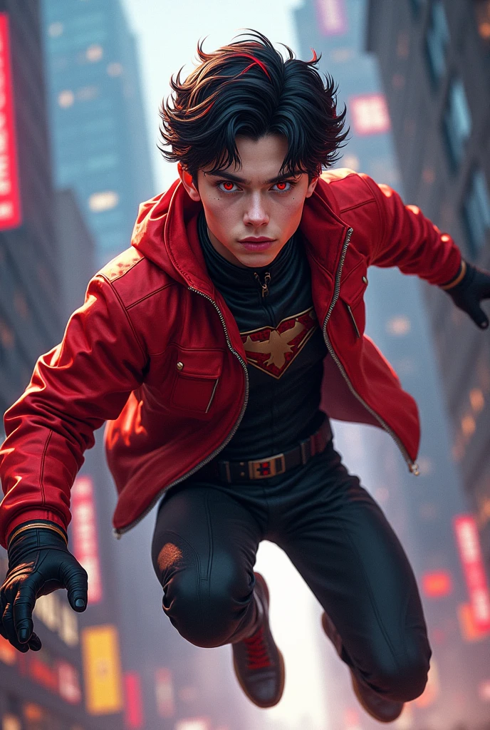 (extremely detailed CG unity 8k wallpaper, masterpiece, best quality, ultra-detailed),floating Deadpool in Space, high saturation, [(dynamic angle,(1 guy),(red and black tight suit),two katanas,black mask,brown utility belt,super muscular),(explosions)::0.8], [:(dystopian planet,destroyed cityscape,cosmic dust,rebel fighters,flickering stars,intergalactic storm,aliens):0.6]