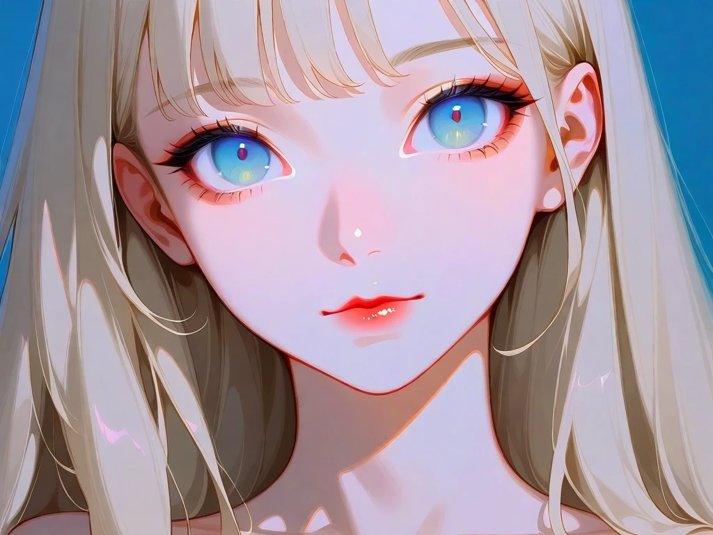beautiful, cute (((5yo anime girl, preteen))), blue eyes, blond long hair, (((tiny body, skinny, small, short, flat chest))),