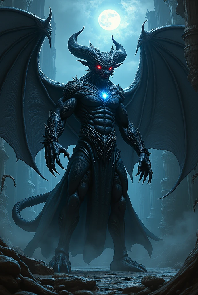 ((Men)) ((man)) devil, Fallen Angel, has six wings, is surrounded by flames or bright light, bat wings, winged figure, usually depicted with open wings and surrounded by light, be with multiple wings, has the appearance of human, alien gris y devil con alas y a menudo se representa con objetos simbólicos, devil, lucifer, satan, vassago, morning Star.