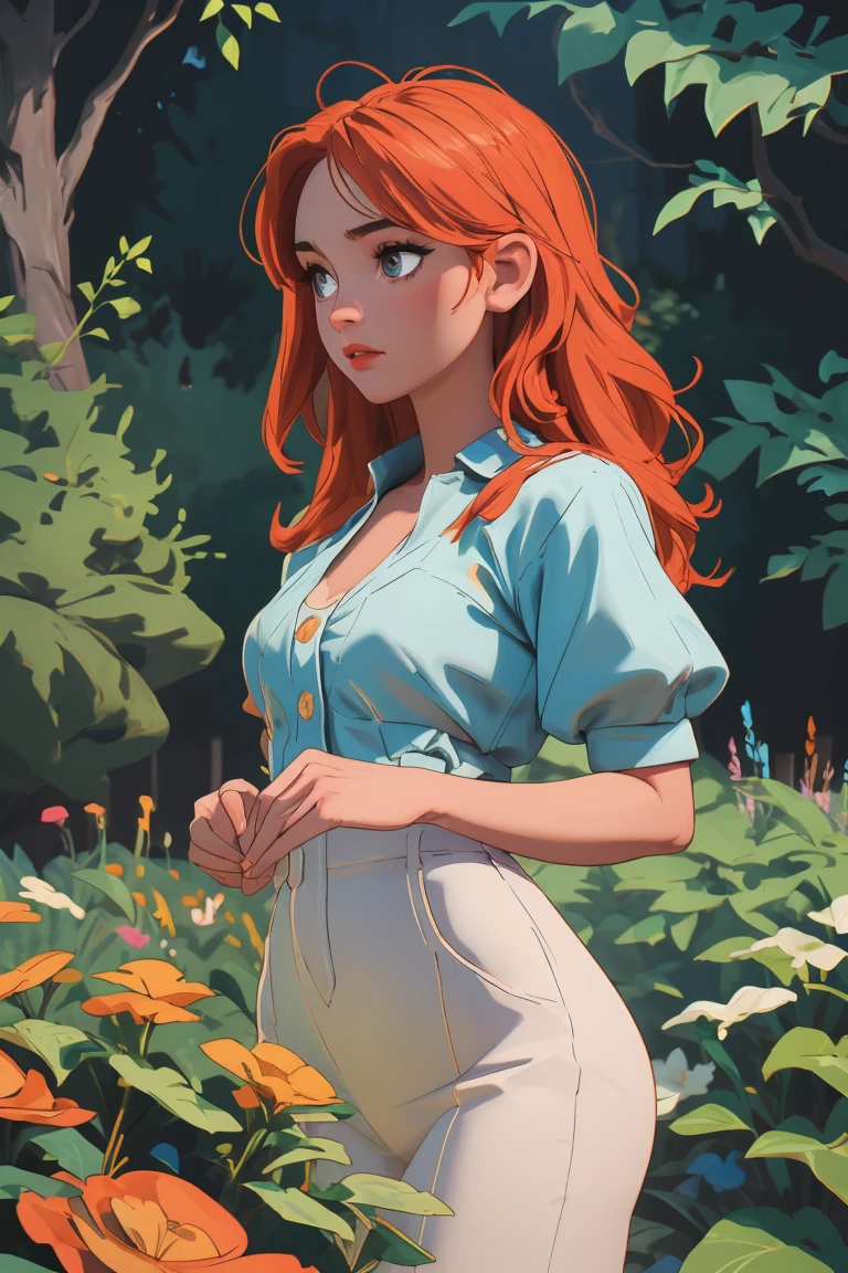 Woman, ginger hair, butt, outside, sunlight,