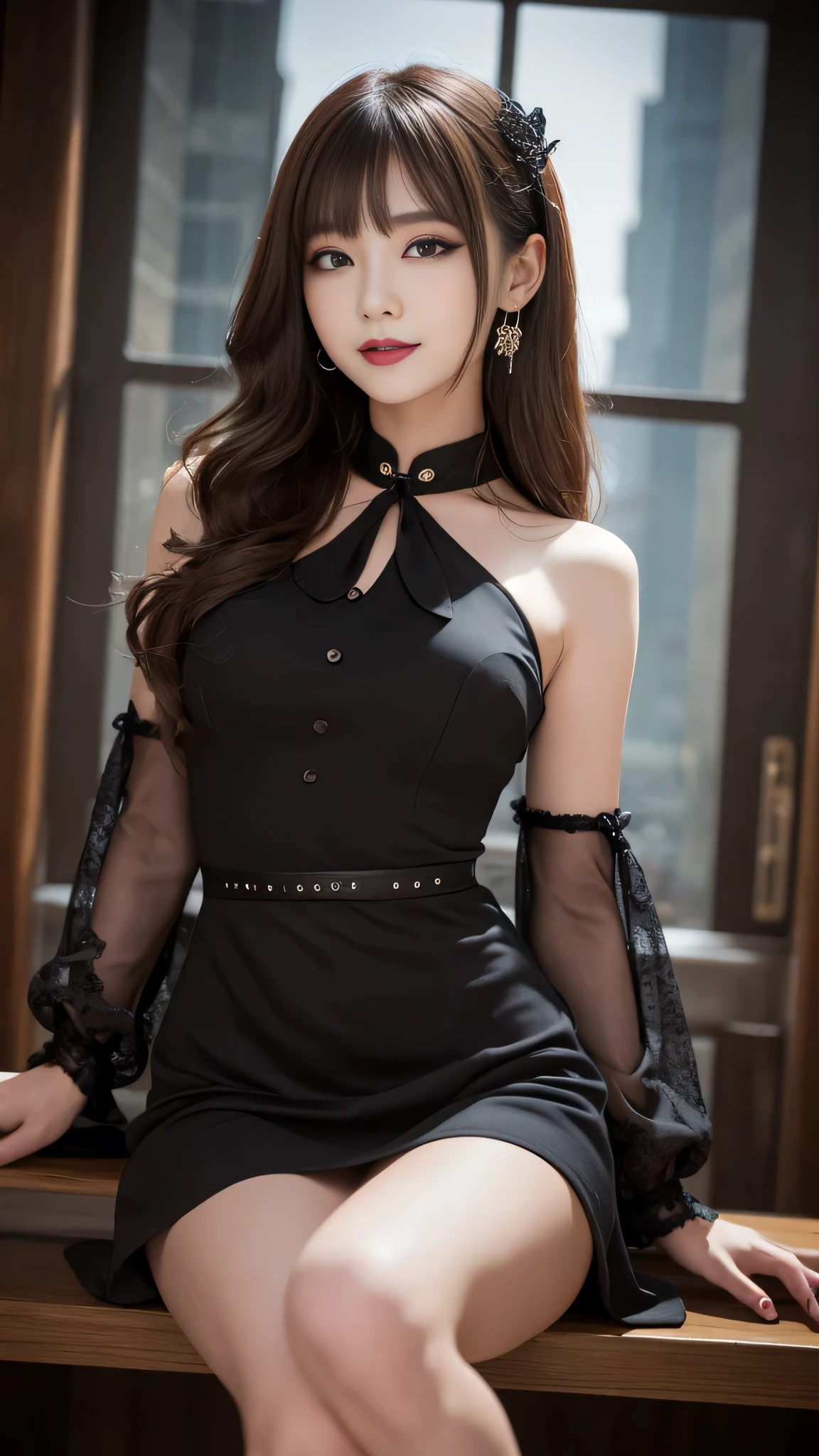 8K,tmasterpiece,RAW photos,best qualtiy,the detail:1.2),realisticlying,Very detailed CG unifies 8K,8K,Diamonds and wallpapers,depth of fields,cinematric light,Lens flash,Ray traching,(Very beautiful face,beautifullips,beautidful eyes),intricate detail face,((Hyper detailed skin))1girll,Korean female model,in the darkness nigth,deepshadow,Pretty Korean girl,Kpop idol,(Very slim and slender muscular body:1.3),(View the audience),(Tight miniskirt),(black color dress),(Injection sleeve),(City Night,(neon lights sign),(the night),Pretty Korean girl,耳?????? Ring,bangle,choker necklace,lacepantyhose,Clear eyes,Walk,(paleskin),Face forward,(largeeyes),((full body shot shot)),tightly dress,Silk dress,Lace-up dress,see through dresses,Turn Back,back shots,Very slim,slander,slander