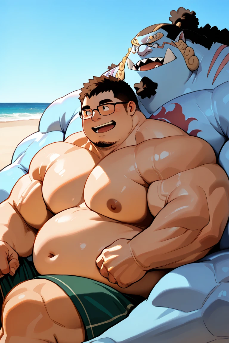 male，chubby，Fat minora，Shirtless，detailed， high resolution，， masterpiece，Excessive obesity，Obesity in the extremities，correct body proportions，overweight，Shibayama Junpei，mankind, naked, boys, penis, peeing, pool, boob, big belly, smile