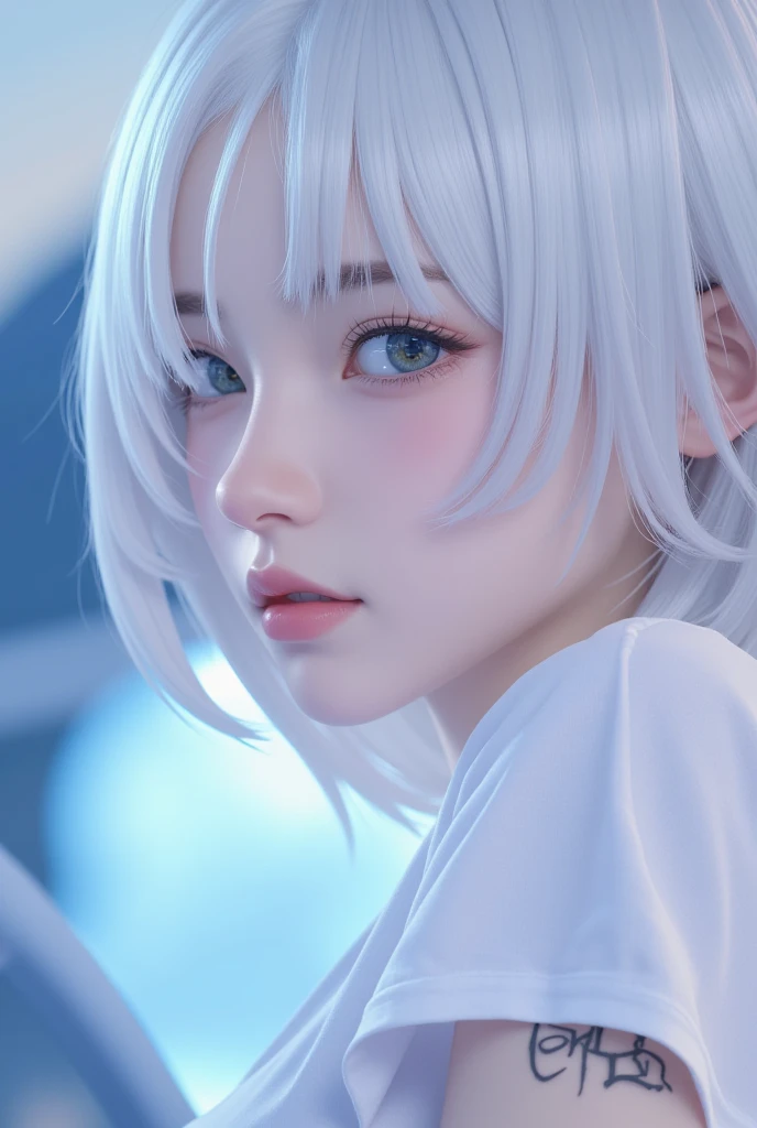 Satoru Gojo,White hair,Short hair,,hair between eye,Blue eyes,Colored eyelashes
