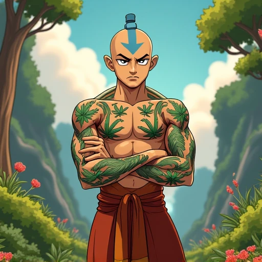 (AS-MidAged:1.3),(GS-Masculine:1.2),masterpiece, best quality,1man,chest hair, (monk:1.3), bald, loincloth, strong, shoulder tattoo, <lora:add_detail:0.8> <lora:priapus_v1:0.8>