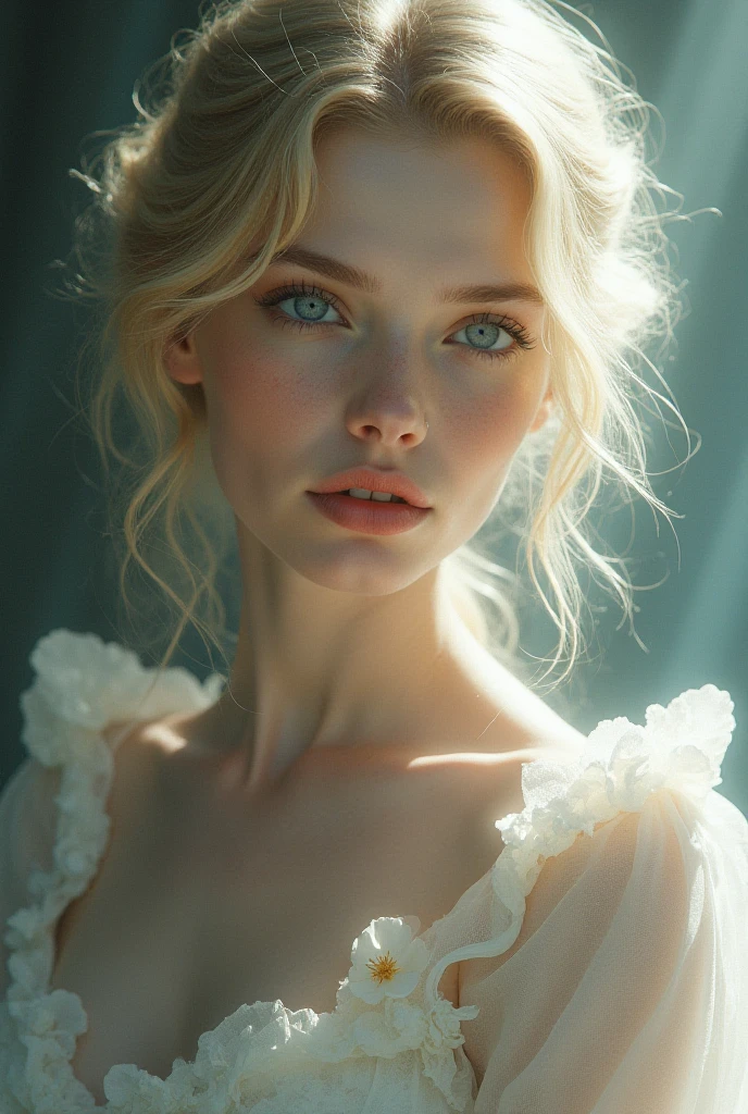 Poster, text, cover, ((poster cover)), ((magazine cover)), masterpiece, superlative, spring dress, colored hair, magazine cover, upper body, 1 girl, maid outfit, light blue short hair, black outfit, maid outfit, bed, exposed shoulders, blue eyes, hairpins, full body, sitting on bed, ((bangs comb on the right))), window, sunlight, (symmetrical eyes) magazine cover, upper body