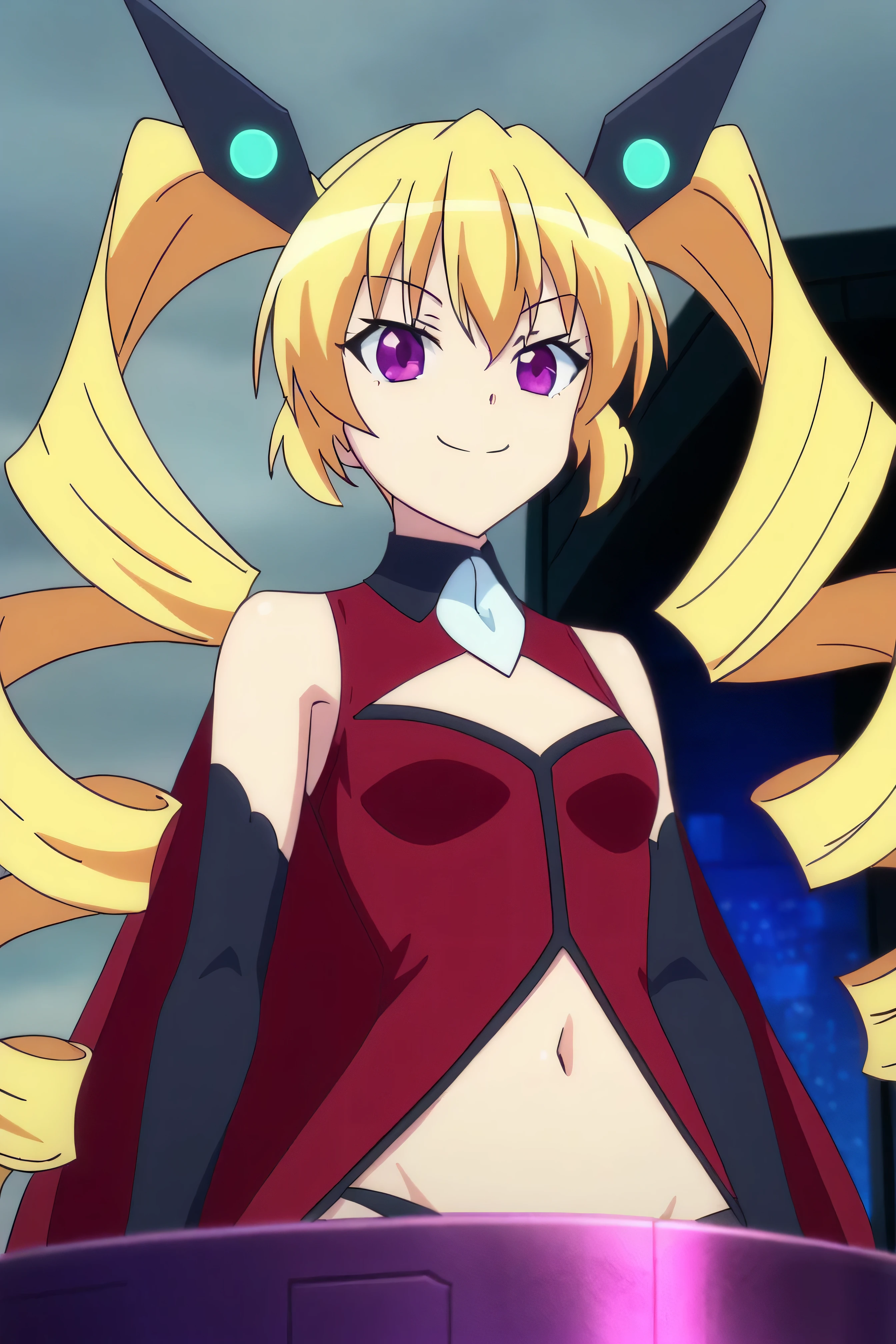 Metallia, long blond hair, fox ears, twin braids, green eyes, sharp teeth, big cleavage, big tits, naked, no clothes, slim body, unclothed, bikini, 1girl, solo, sexy, facing viewer, looking at viewer, smile, open mouth.