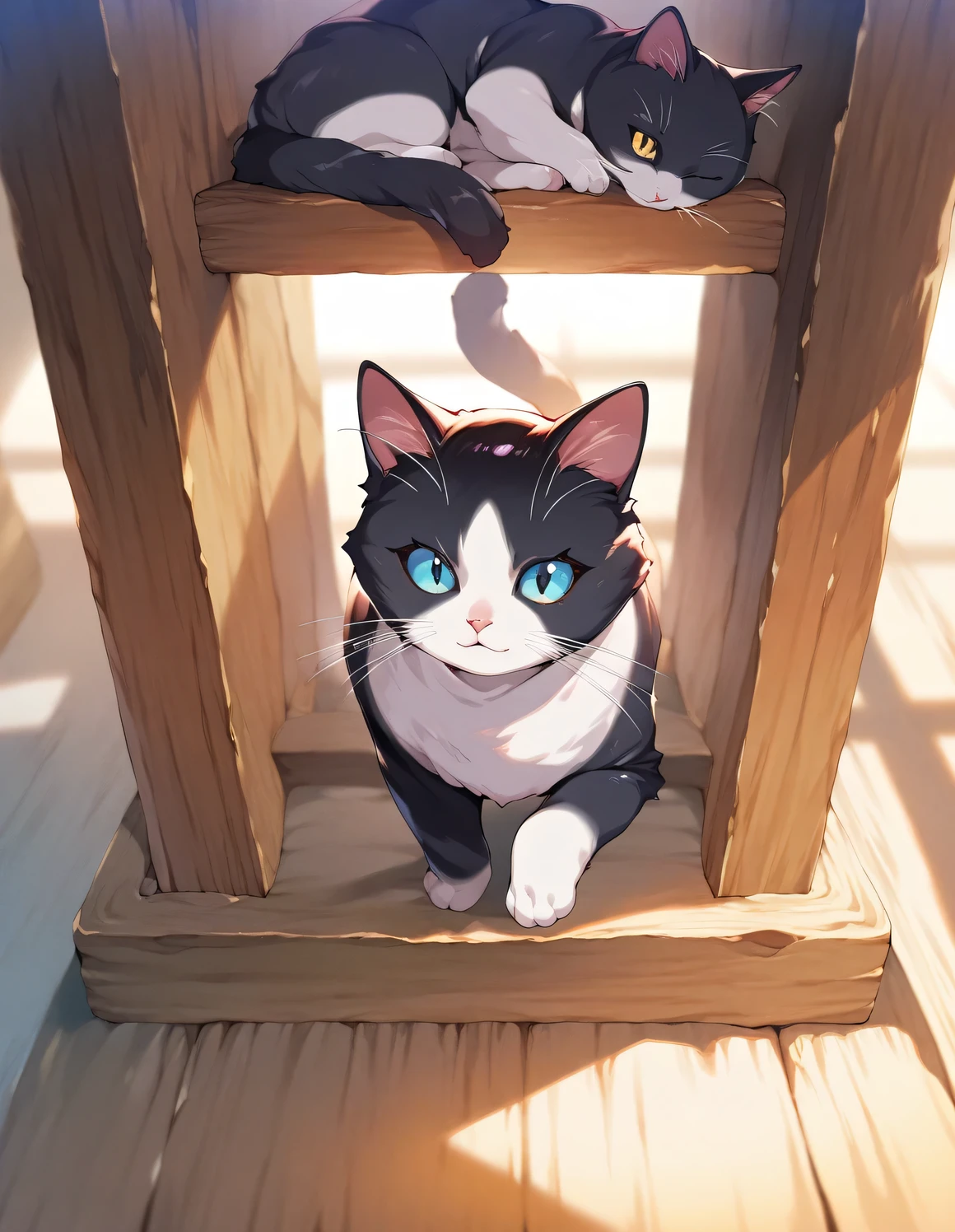 animal, cat, focus cat, cat tower, cat walk, game CG, fantasy, break,(artist:orion_(orionproject) ),artist:fujiyama,artist:onono_imoko,break,(masterpiece), (best quality), (ultra-detailed),(Detailed Lighting), very aesthetic, newest, beauty illustration, (masterpiece), (best quality), (ultra-detailed), very aesthetic lighting,newest ,hi res,absurd_res,2023,(shaded),digital media (artwork), 16k, 8k,highres, source_anime, official_art, photoshop_(medium)