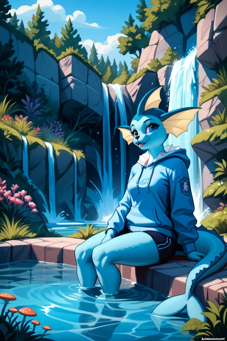 Vaporeon Is Sitting If Front Of Waterfall The Color Palette Of This vaporeon-is-sitting-if-front-of-waterfall-the-color-palette-of-this