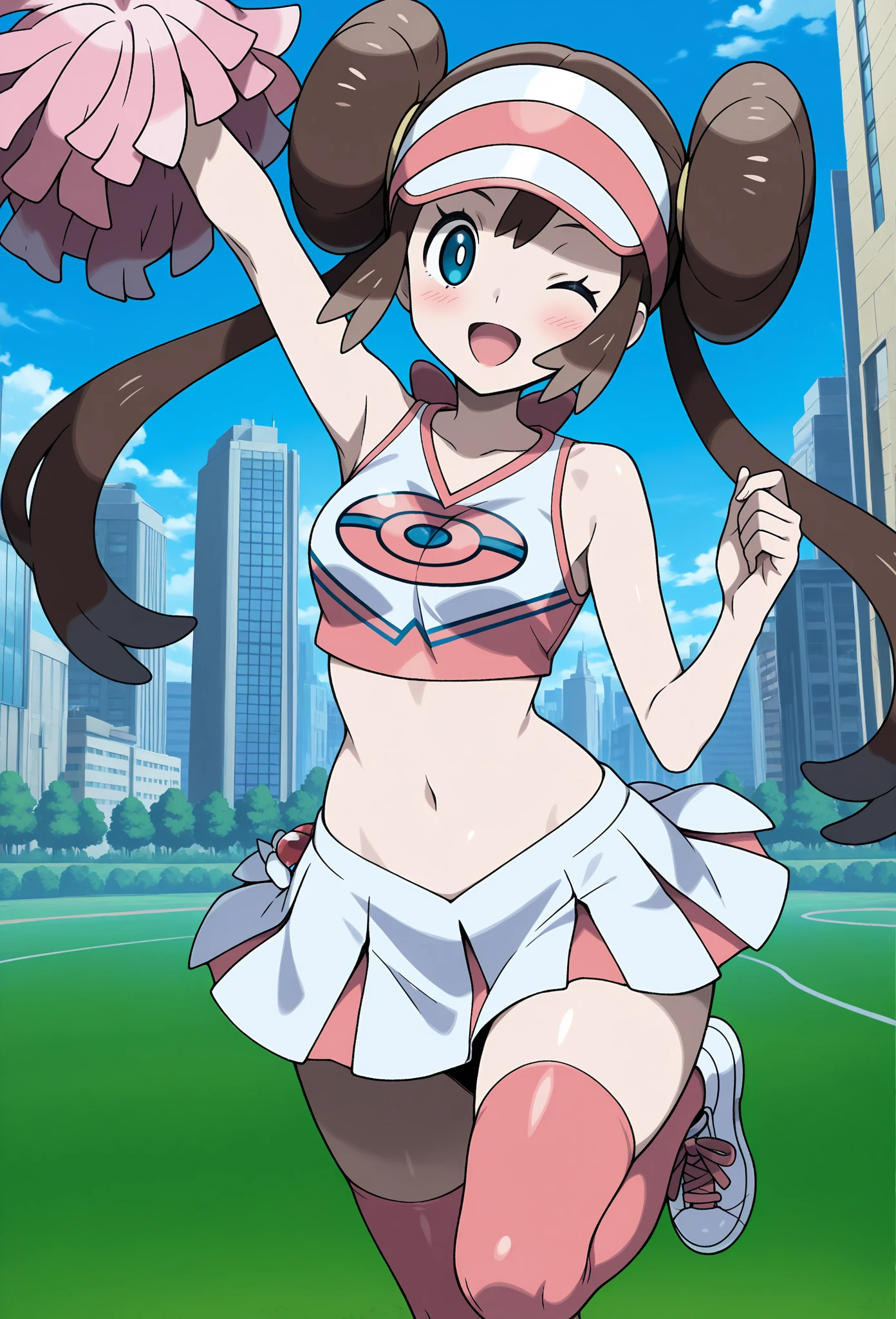 Daisy,brown hair,blue eyes,flower earrings,small crown,brown skin,arms behind back,
soccer uniform,short sleeves,orange shorts,midriff,8,cleavage,
serious,walking,motion lines,teeth,from below,cameltoe,
soccer field,science fiction,outdoors,
(insanely detailed, masterpiece, best quality),<lora:Daisy-11SMSv9:0.8>,