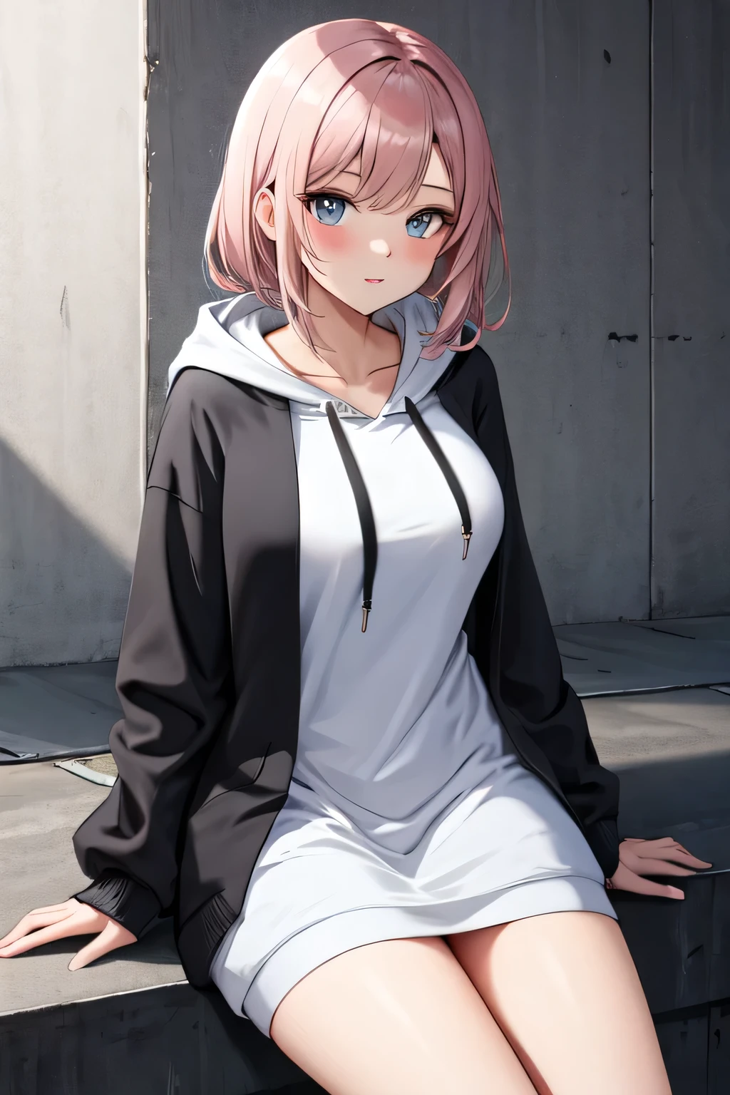 blue eyes,highest quality,High resolution,unity 8k wallpaper,(figure:0.8),(Beautiful and fine details:1.6),Detailed face,Perfect lighting,Highly detailed CG,(Perfect hands, Perfect Anatomy),young woman,skart off,shirt,(White panties:1.2),Show your chest,nsfw,The Quintessential Quintuplets,Nakano Nino,Outdoor,Sweat,topless,