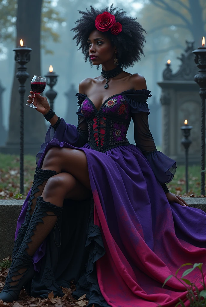 a cute dark elf woman with pitch black skin, violet eyes, silver hair, wearing a spider silk woven gown, holding bloody hands, moving towards a spider altar carrying a bowl of bloody hearts, (best quality,4k,8k,highres,masterpiece:1.2),ultra-detailed,(realistic,photorealistic,photo-realistic:1.37),intricate details, dark fantasy, dramatic lighting, moody atmosphere, gothic, cinematic, dramatic pose

