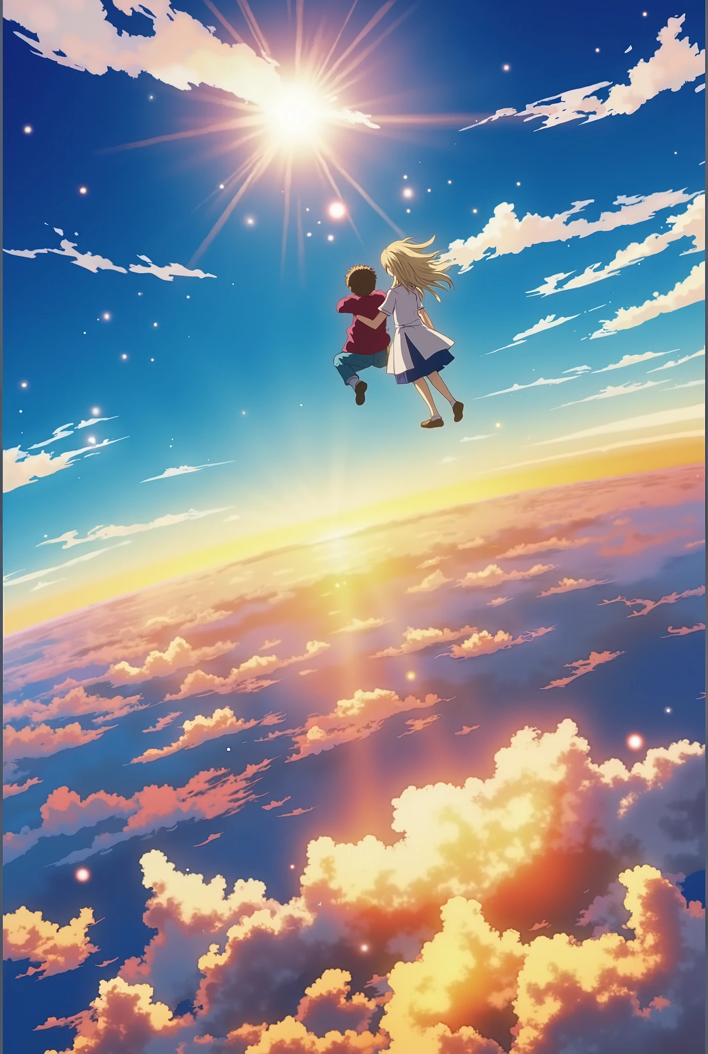 #eurekaseven #couple #falling #sky #holdinghands #distance #far #clouds #landscape #sun