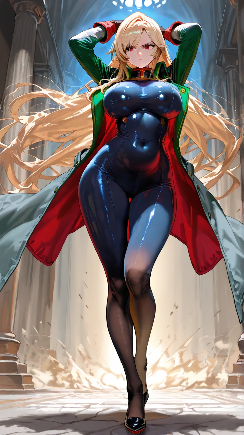 A colossal giantess succubus walks into a tiny city, breaking the floor and everything with her heels, she looks down and mocks you as you see him from below her tiny tits, full bodysuit and long legs covered all in transparent pantyhose, look down, evil, better quality, close, photo under her, destruction, caos, tiny people, tiny humans, blood