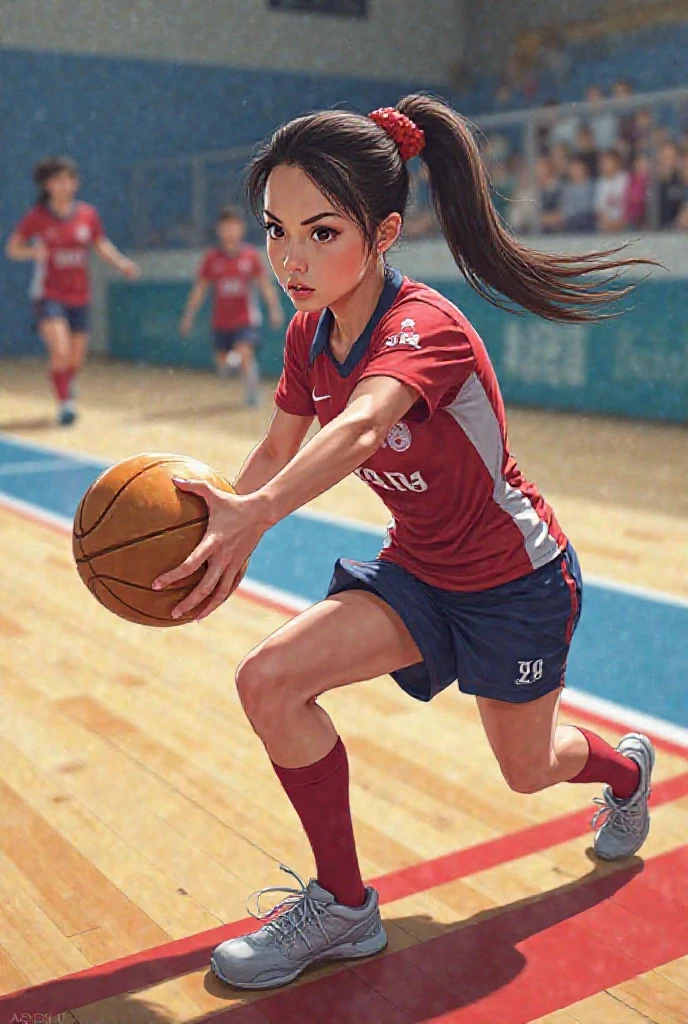 Girl playing basketball