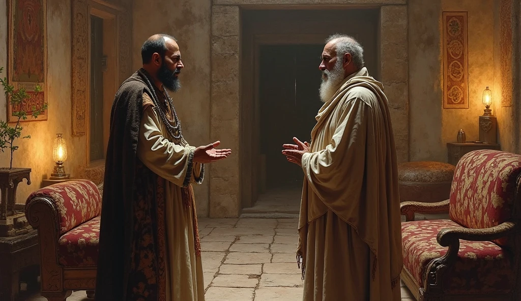 Disciples speak with Moses in the Times of Christ , hyperrealism, photorealism, cinematography,