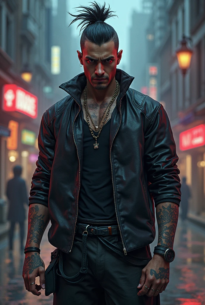 1 man in a secret racetrack Wear a black shirt detailed face Black eyes and a beautiful man Fine light skin color Medium-length black hair, standing with a pistol, a strong expression. tattoos on body incredible light movie elements cool and dark color Fog in the atmosphere strong chin man being man night (Best quality 4K, 8K high resolution art: 1.2) Special details (realistic photorealistic photo: 1.37)