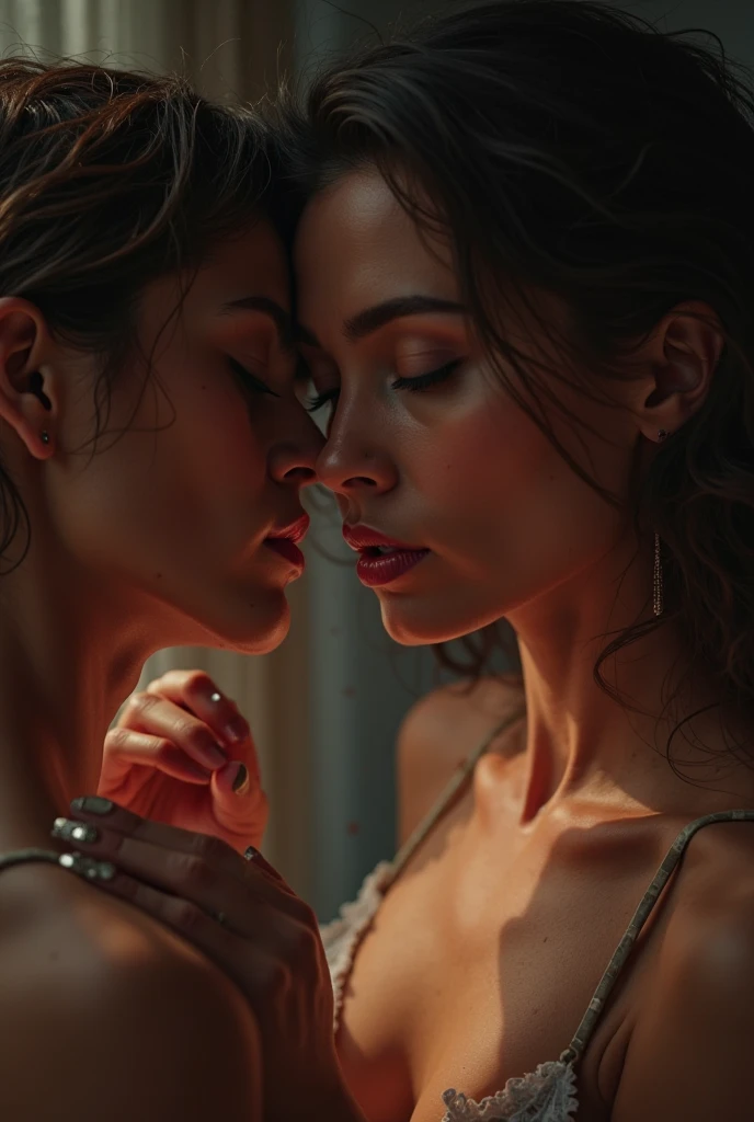 a woman sitting on another woman's face, detailed facial features, intimate lesbian sex, erotic, sensual, highly detailed, photorealistic, warm lighting, soft focus, romantic atmosphere, (best quality,4k,8k,highres,masterpiece:1.2),ultra-detailed,(realistic,photorealistic,photo-realistic:1.37)