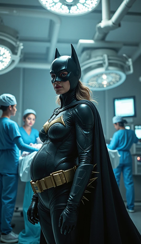A pergent batwomangiving birth at hospital 