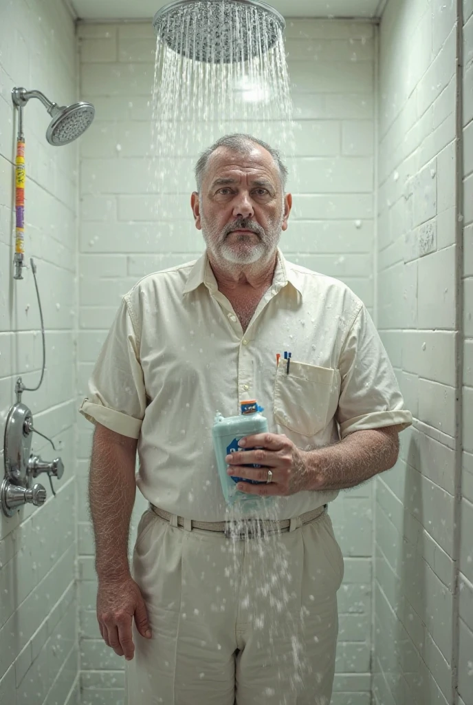 A man wasting water while showering