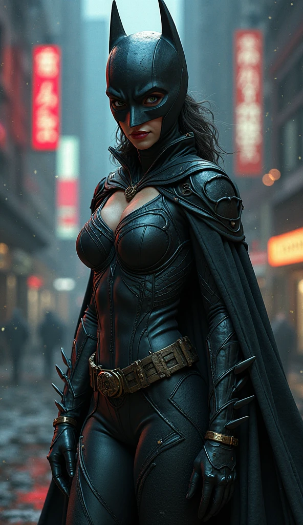 Female Batman with big tits and wearing underwear