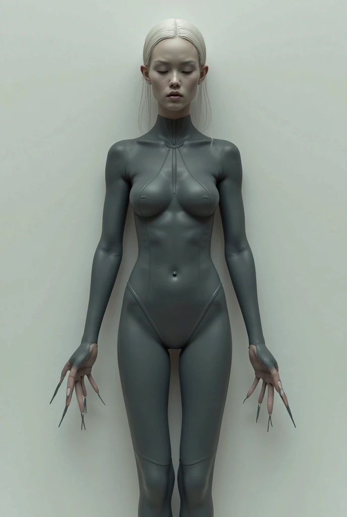 (masterpiece),(best quality:1.0), (ultra highres:1.0), beautiful young alien woman, tall, thin, pale, fully nude, full body, small breasts, nsfw