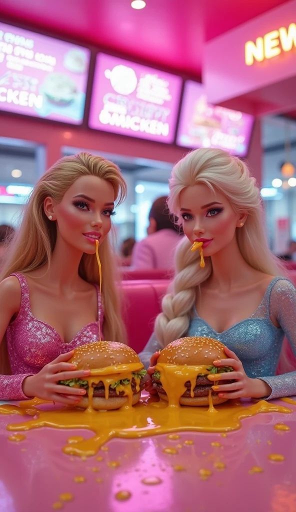 french hotdog advertising with pretty woman pushing hotdotin the munt