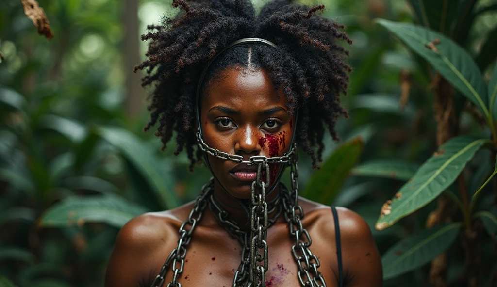 (Sharp Focus:1.2), Photo, ((gorgeous ebony girl)), very young, Detailed eyes, luscious lips, tied breasts, tight tied, in Stocks Pose,
Cuffs on Ankles and Wrists, sweating, (Cat eye makeup:0.85), (Large eyes:1.0), (bushy pubic hair:1.3), (Toned body:1.2), (messy dreadlocks hair:1.2), facial expression :(pain, crying, tortured), no panties, pretty , arms above head, (very tiny breasts:1.3, slender body:1.4, thick thighs:1.3), cotton plantation, civil war south, whip marks, (Moody lighting:1.2, bright light:1.4), detailed face, detailed breasts, detailed nipples, full body view, depth of fields, Bokeh, 4K, nsfw. in door (by James C. Christensen:1.2 | Jeremy Lipking:1.1), freckles, Beauty marks, looking up at viewer, long view,