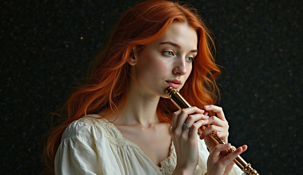 Arafed Mujer con el pelo rojo sosteniendo un arpa delante de su cara, con un arpa, hyperrealistic fantasy art, Arte digital ultrarrealista, Hiperrealismo. fantasy 4k, Arte digital altamente realista, Art Nouveau hiperrealista, Arte conceptual ultra realista, Arte digital hiperrealista, Arte digital ultrarrealista, amazing photorealistic graphics, Pintura digital hiperrealista