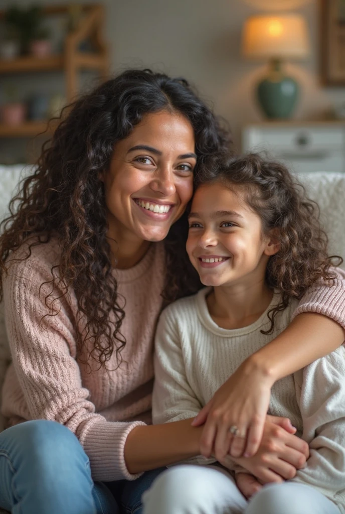 A young woman hugging a child