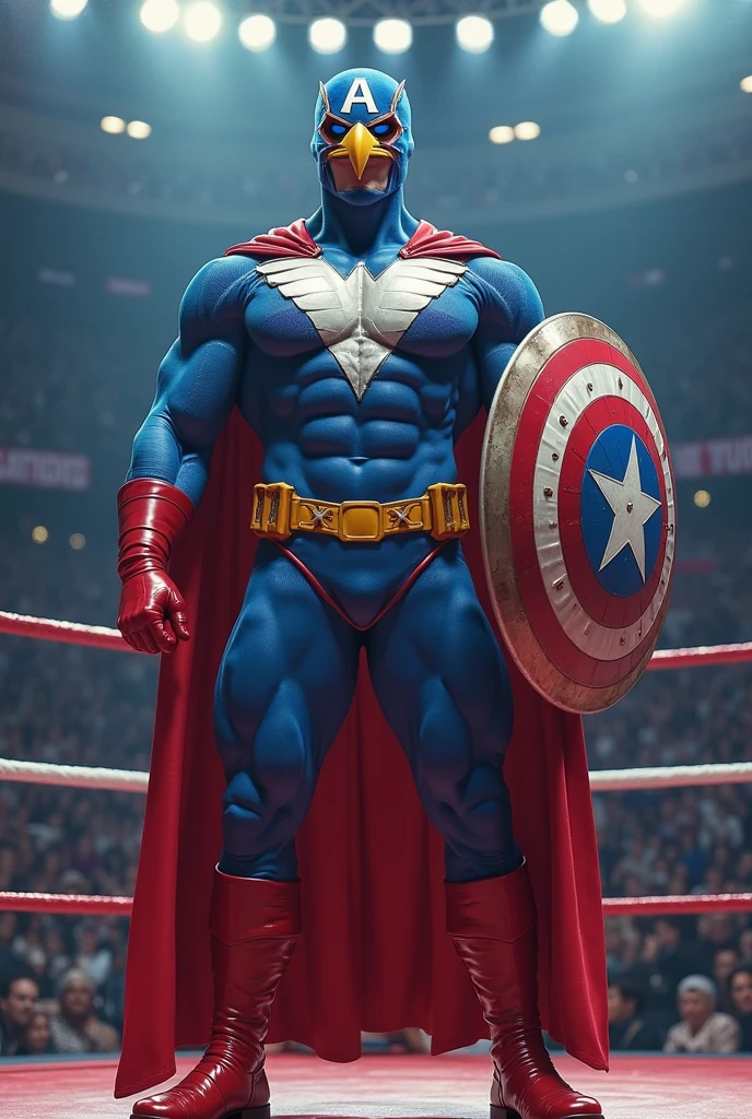 a man real teenage age . 40 Malaysia Indonesia black eyes . Anger face. Big belly fat. Big muscle arm.. Domino mask red. Open mouth. . wearing an blue white zippedshirt jumpsuit hero, wear big belt (P) font logo. anger face . Dramatic.((Blue pant, detailed face, cinematic , dramatic atmosphere,.nice day. vibrant colors, 8k, high quality, photorealistic. Hero suit. Wear red hand glove. Red cape. Very short hair messy wavy .. beard face. pointing hand pose. Running effect. Move fast.
