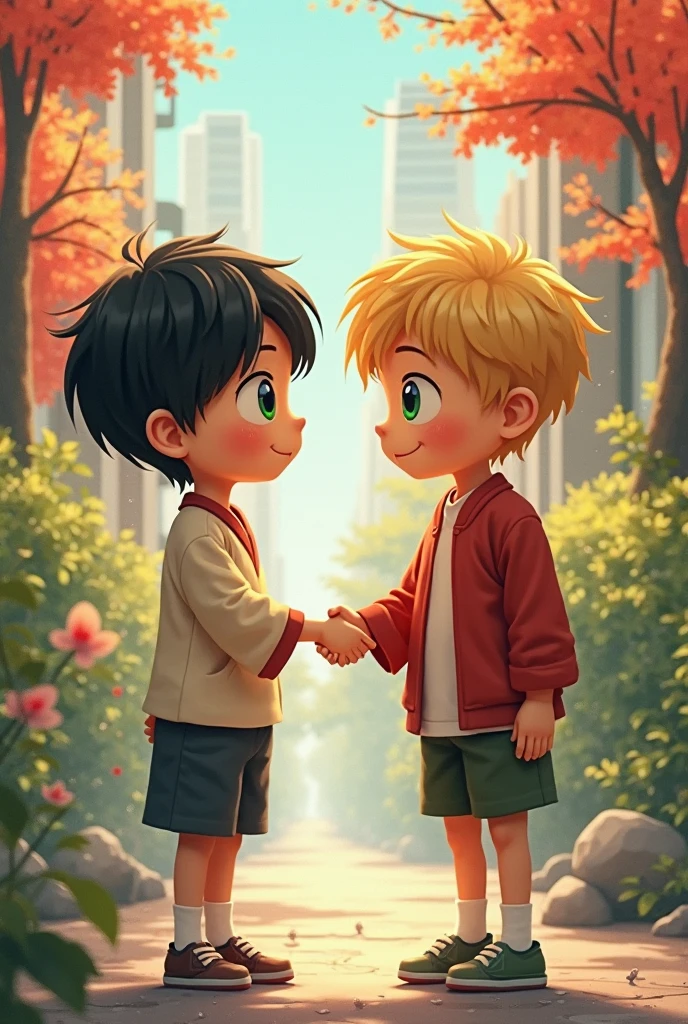 Anime boy friends and school background