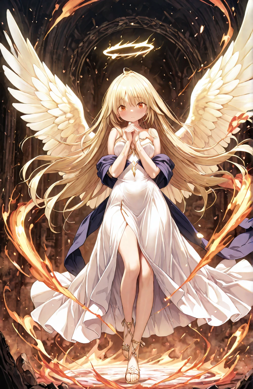 Guardian Angel and the Divine Flame, amazing and shocking image, very detailed and impeccable, Definition of 4K, masterpiece, the best quality, full body,