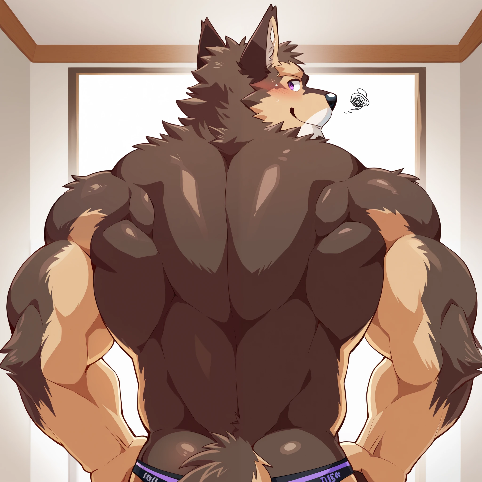 Caracal, good looking, male, anthro, ultradetailed, muscular, solo, bareness, rippling muscles, muscles, downtown background, tail, serious, big pecs, looking at viewer, nude, bara, big butt, big muscles, rear view, crowd