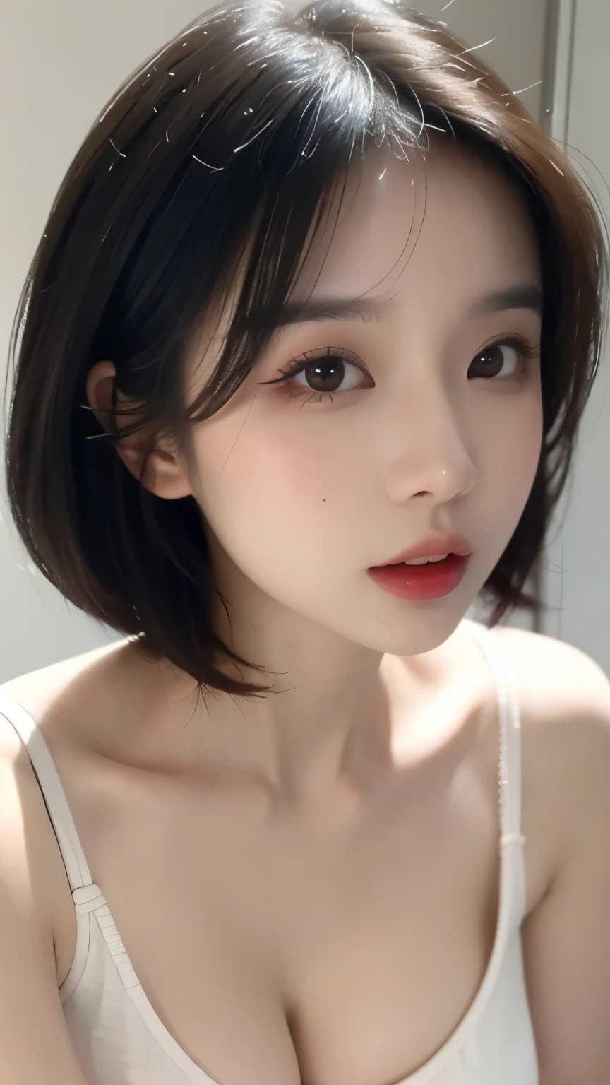 ulzzang-6500-v1.1, (Raw photo:1.2), (Photoreal), (See-through:1.3), (genuine:1.4), (muste piece:1.3), beautiful women, Female college student, masterpiece, 90's vibe, Classic Look, highest quality, super detailed, photo-realistic, shining eyes, detailed face, clavicle, beautiful eyes, black eye, detailed eyeshadow, black hair, lip gloss, pink lip, Makeup, (Charm:1.5), sharp focus, clear eyes, hunter's eyes, eyelash, full body, (wavy hair:1.1),(short hair:1.3), black dress,(beautiful:1.5)
