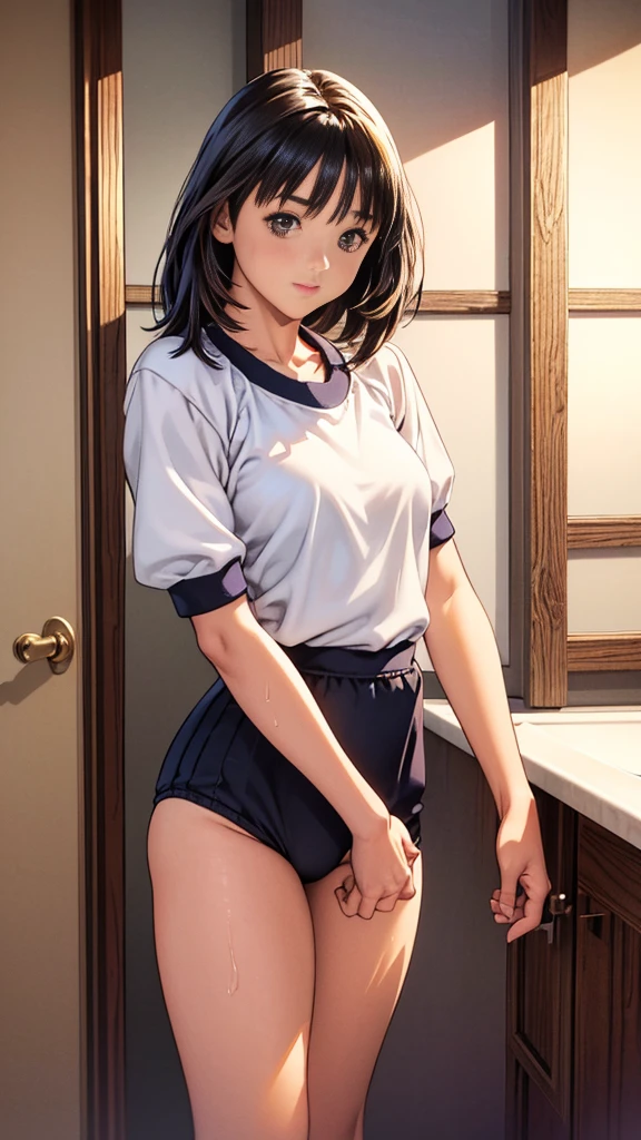 Best image quality, Japanese Classroom, White underwear, Show your ass, Embarrassed face, solo, woman, Black Hair, Bob Hair