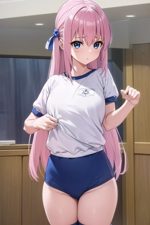 ((masterpiece)), ((best quality)), ((highres)), ((detailed background)), ((extremely detailed CG unity 8k wallpaper)), solo, satou hina, smile, cowboy shot, on knees, Bikini, small body. small breast. shy, blush, tiny body, best quality, 4k, ((masterpiece)), extremely detailed, 8k, trending on ArtStation, Intricate, High Detail, Sharp focus, small body. small breast. shy, blush, tiny body, :d,dark-skinned female, cameltoe, loose t shirt, legs spready,