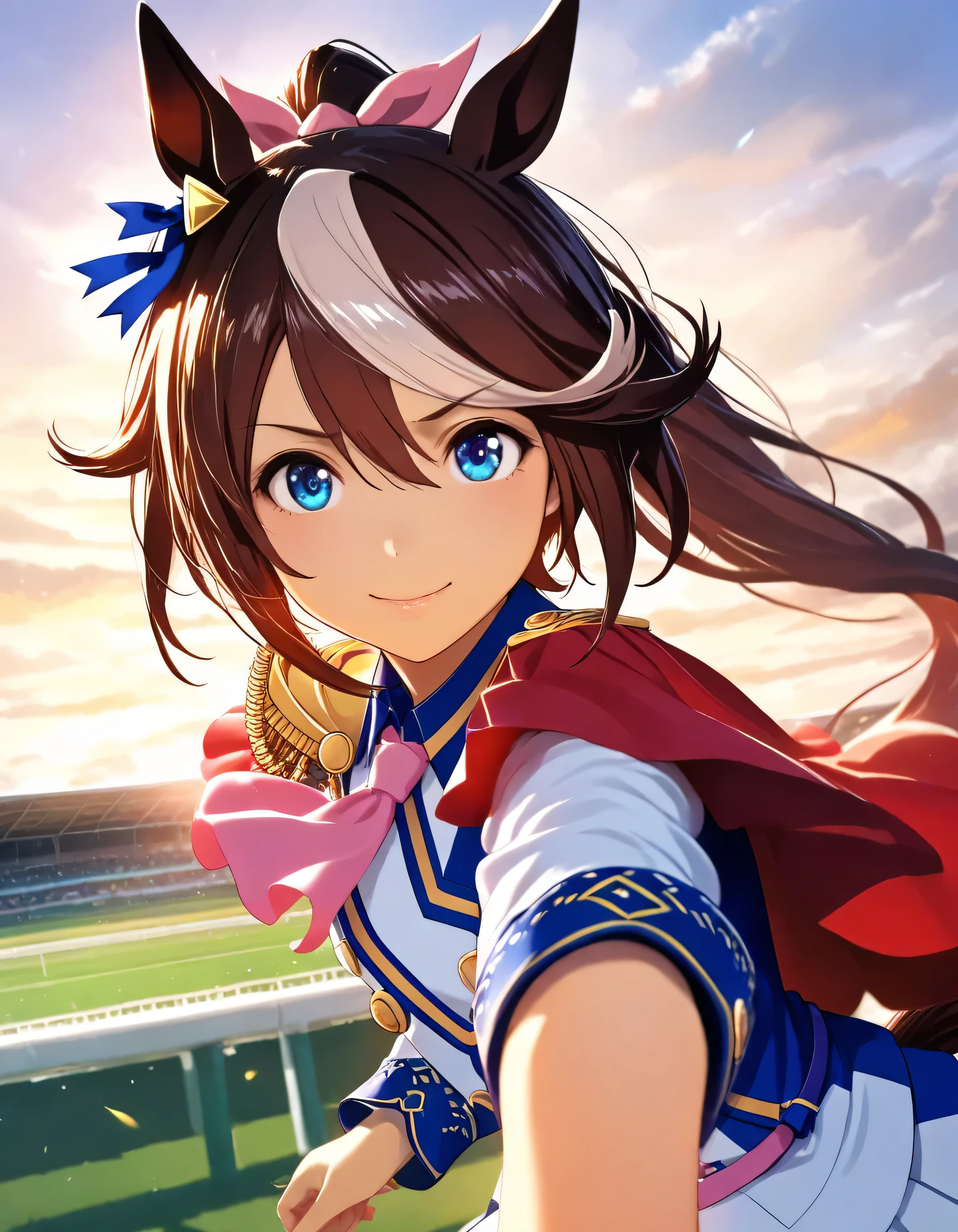 1girl, tokai teio \(umamusume\), umamusume, year 2016, Racecourse, masterpiece, high score, great score, absurdres, 16k, super detail