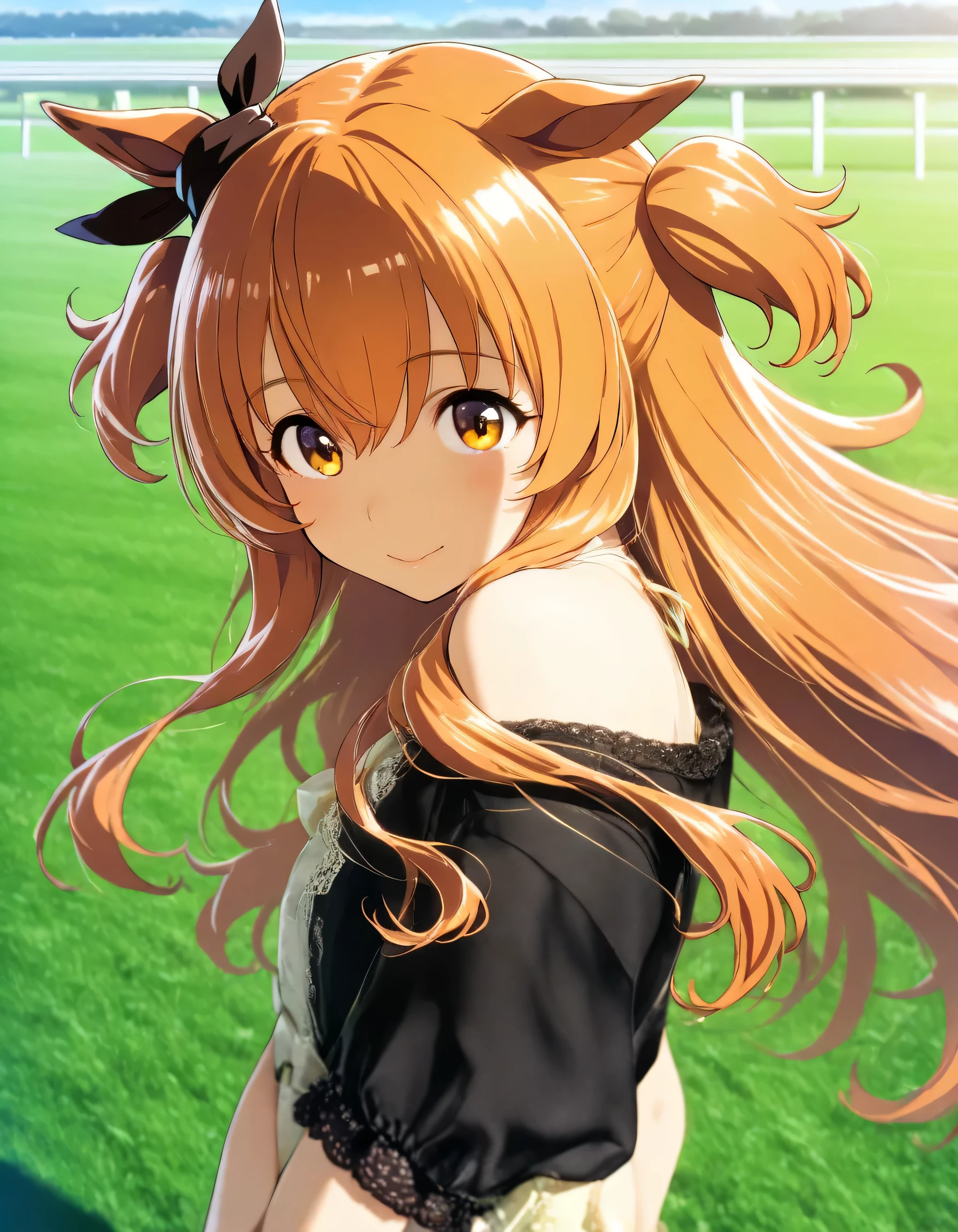 1girl, mayano top gun \(umamusume\), umamusume, year 2016, Racecourse, masterpiece, high score, great score, absurdres, 16k, super detail