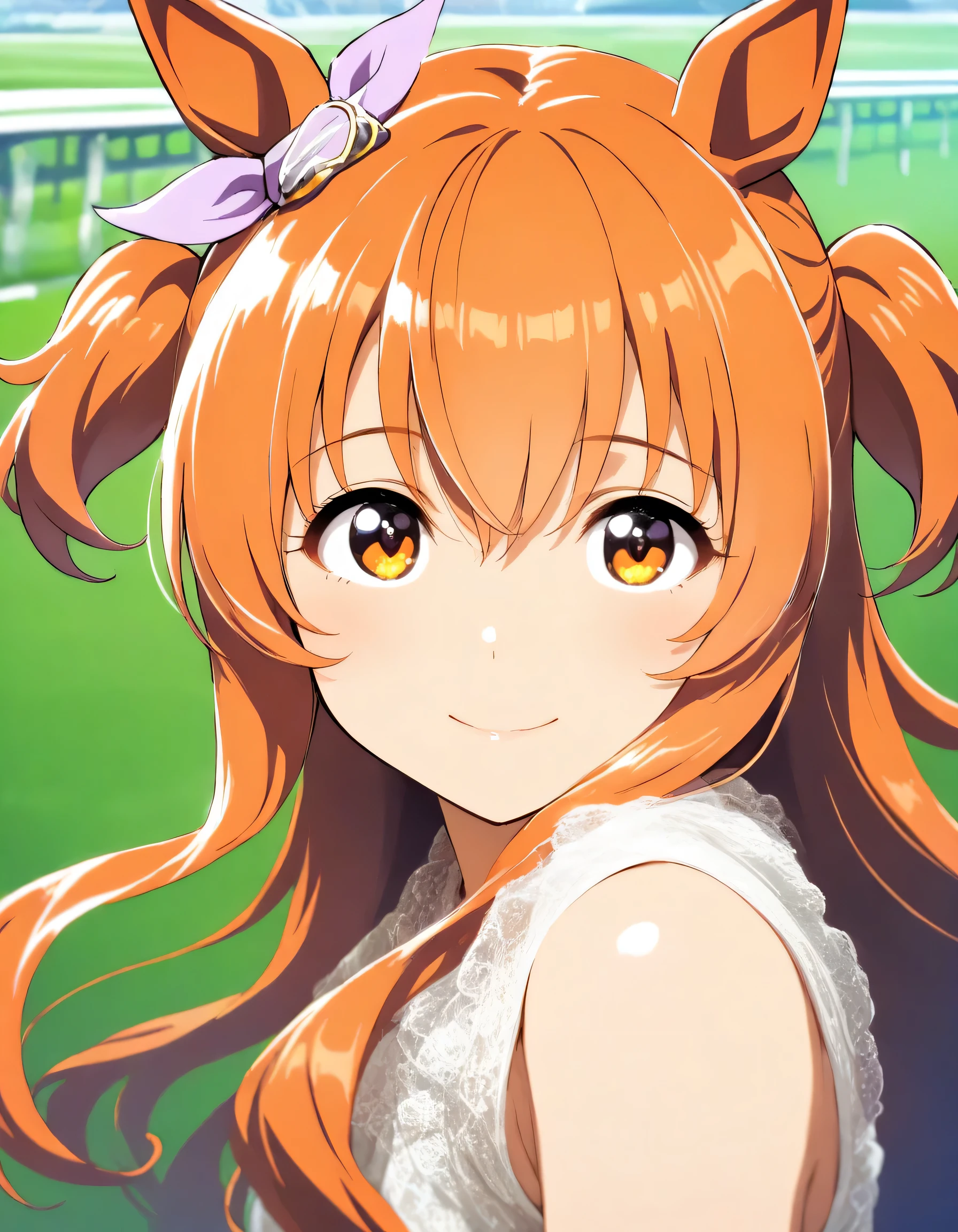 1girl, mayano top gun \(umamusume\), umamusume, year 2016, Racecourse, masterpiece, high score, great score, absurdres, 16k, super detail