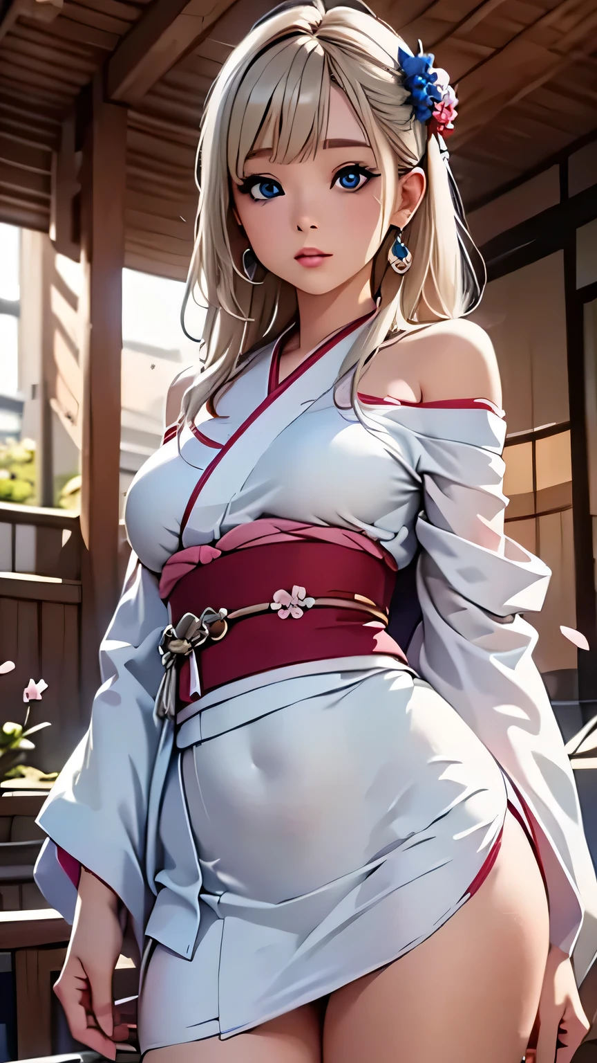 (8k、 RAW photo 、 TOP QUALITY 、masterpiece:1.2)、( realistic 、 photorealistic:1.37)、 Super Detail、 super high resolution、 beautifully balanced face 、(((blond hair)))、(((Big Breasts)))、 thick butt , ((TOP QUALITY)),((masterpiece)),((perfect face)),(Super Detailな), super high resolution, 8k, super high resolution, (( front view)), ((dynamic angle, like a movie, High Contrast)), ((Petite girl in a company in a japanese style room, company, under company, lies to Vibra)), ((small girl, blue eyes, droopy eyes, hair accessory, kimono, kimono, white kimono, similarly , similarly skirt, hairpin, wide sleeve, sleeveless, Off Shoulder)), (( white hair, long hair)), (( white skin)), (( company, under company, lies to Vibra, japanese style room, Specks of sunlight, light particles, Sacred Light)), 1 girl, Alone, small, small girl, Kawaii Tech, pastel color, cute, cute Colors, very beautiful, cute, adorable by design, alone, blue eyes, petals, Shenghefood , earrings, AI-generated, masterpiece, best quality, very aesthetic, is not human, Complex colors, bright colors,